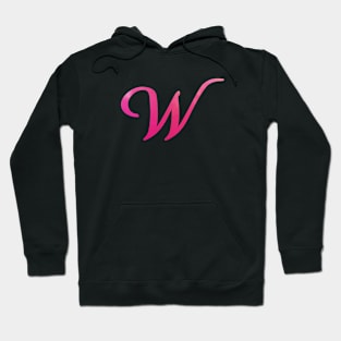 Letter W Monogram, Pink Color Personalized Design Hoodie